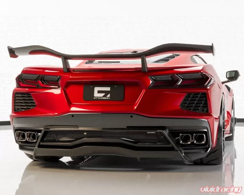 C7 Carbon Z06 Style Chassis Mounted Rear Wing Without Duckbill Carbon Fiber Chevrolet Corvette C8 Stingray, Z51 2020-2024