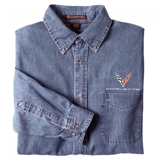 Corvette Denim Button-down Shirt, C8 C8