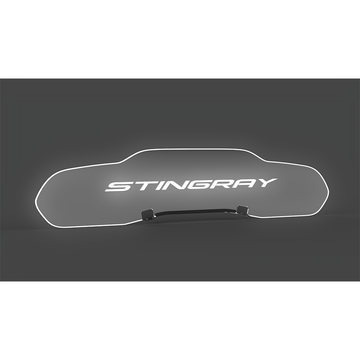 C8 Corvette WindRestrictor Illuminated Glow Plate, Stingray Text / Stingray Fish Coupe