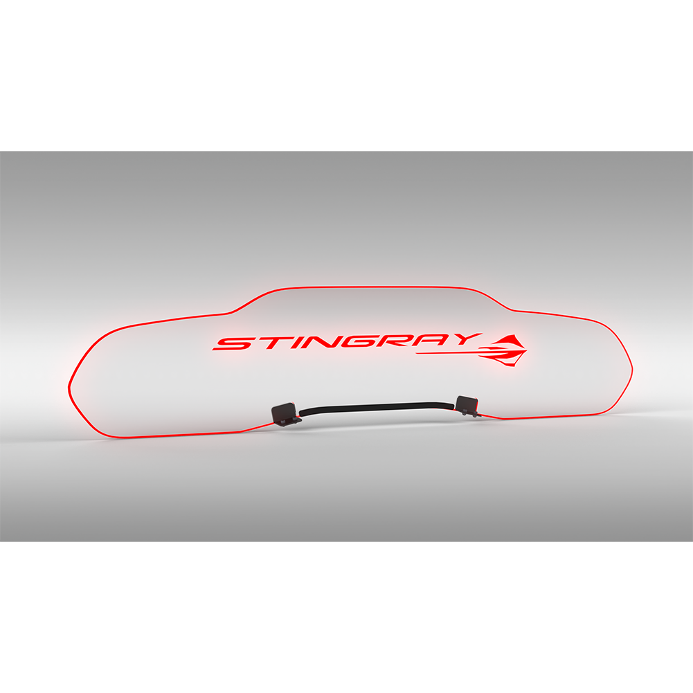 Corvette WindRestrictor Illuminated Glow Plate - Stingray Text / Stingray Fish C