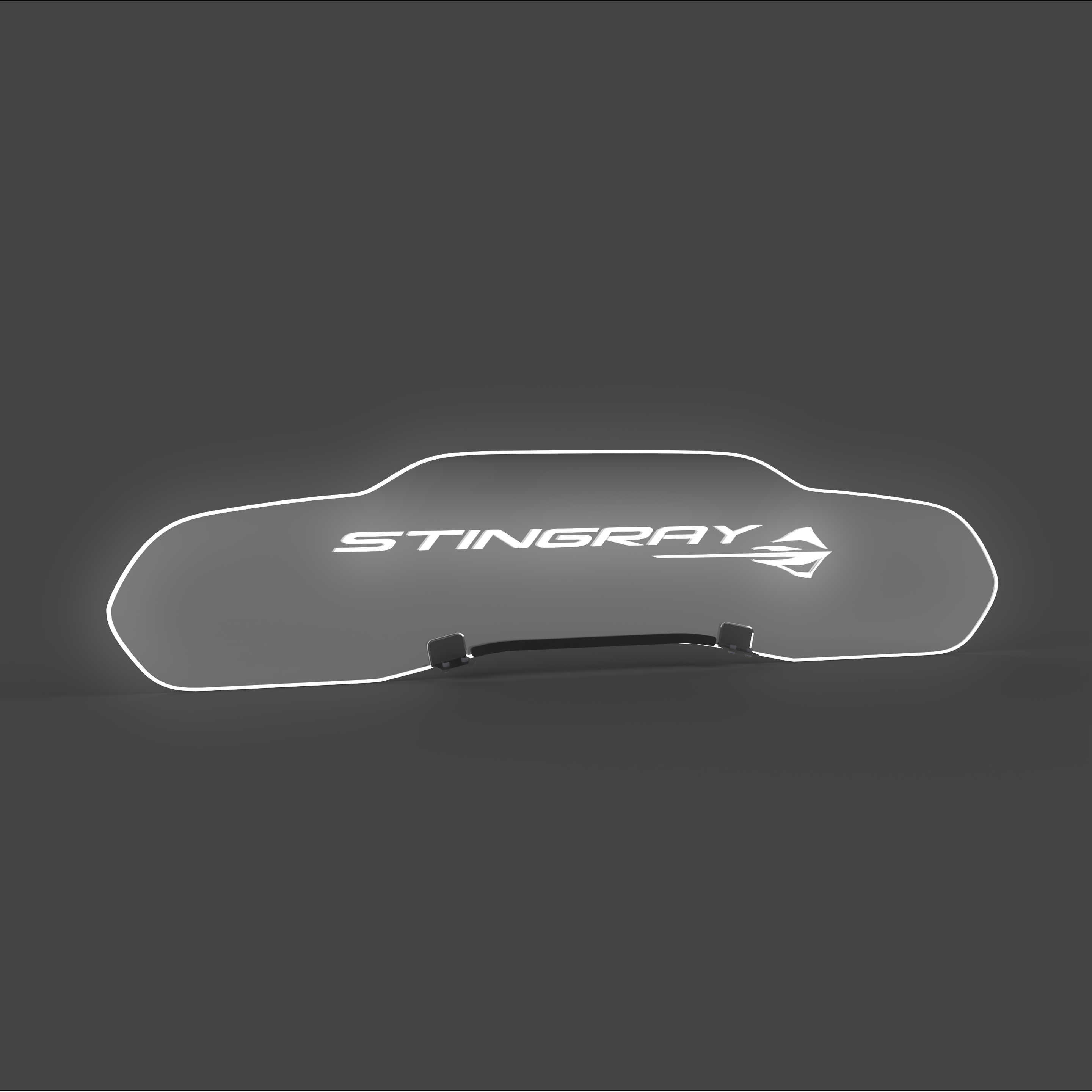 EOS WindRestrictor® C8 Coupe Rear Add On Glow Plate - Stingray + Fish, White