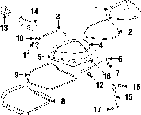 Corvette Lift Glass and Hardware Front Seal, GM OEM Factory Parts