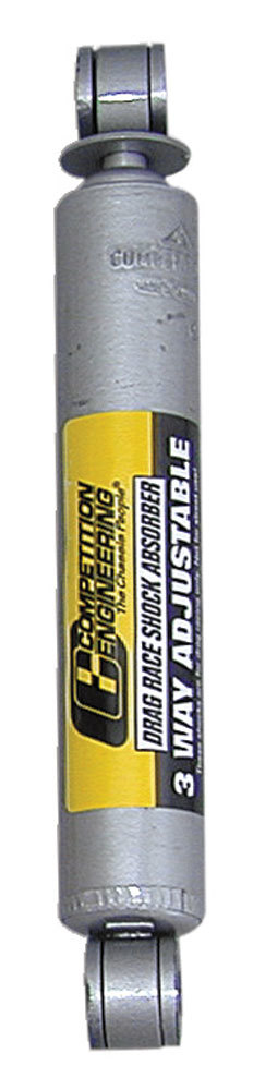 Competition Engr Shock, Drag, Monotube, 10.44" Compressed/16.41" Extended, 1.63" OD, 3 Way Adjustable, Steel, Gray Paint, Rear,