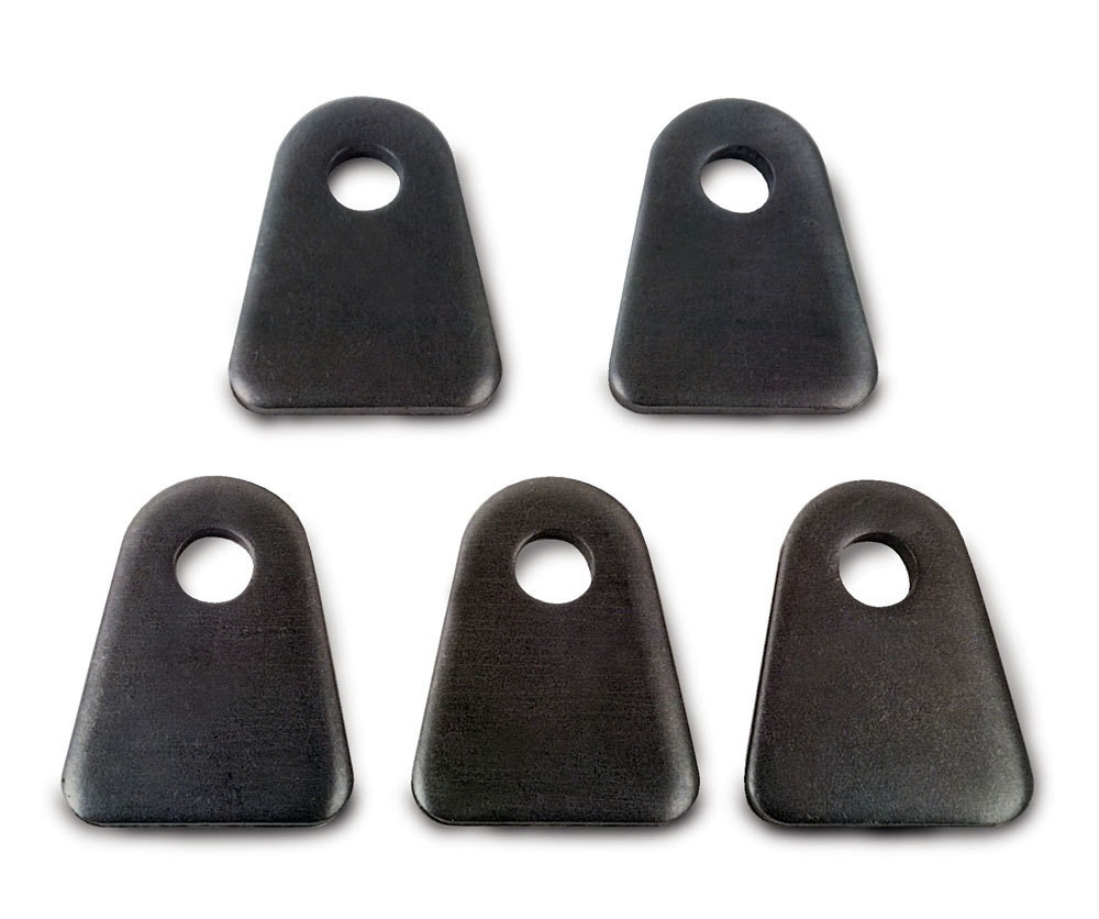 Competition Engr Chassis Tab, Flat, 1/2" Mounting Hole, 1/4" Thick, Steel, Natural, Harness, Set of 5
