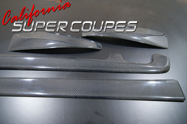 Corvette C6 Carbon Fiber Side Skirts with Front Splash Guard for Rear Quarters pPnels by CSC, Pair