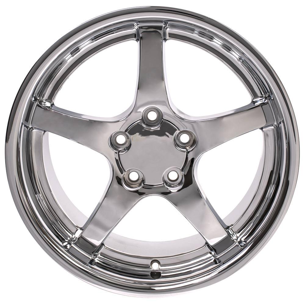 18" Replica Wheel fits Chevy Corvette,  CV05 Deep Dish Chrome 18x10.5