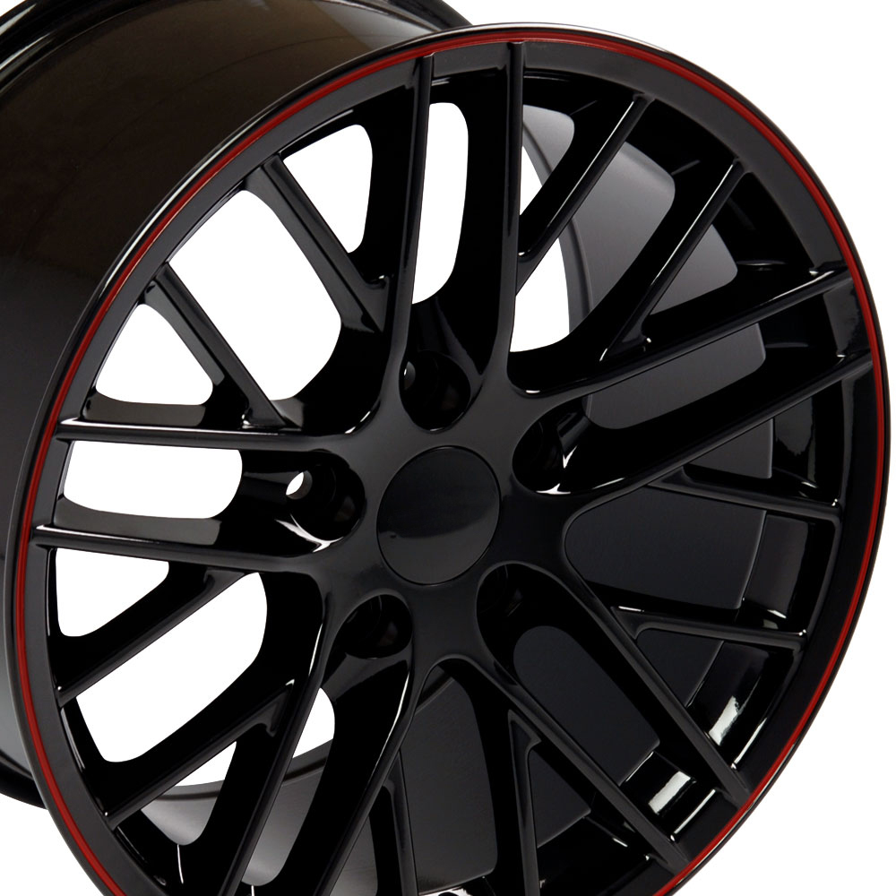 17" Black with Red Rim fits Corvette,  C6 ZR1 Style CV08 Hollander 5402