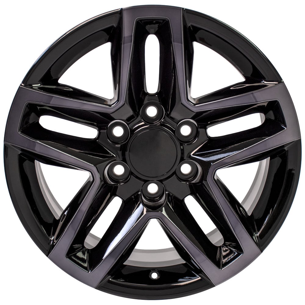 18" Replica Wheel fits Chevrolet Silverado 1500 Trail Boss,  CV34 Black Machined with Tinted Clear 18x8.5