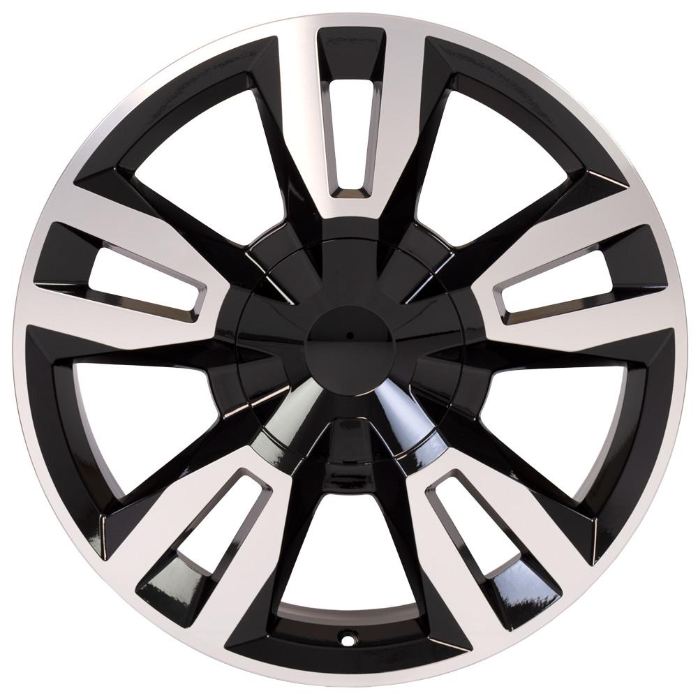 22" Replica Wheel fits Chevy Tahoe,  CV40 Black Machined 22x9