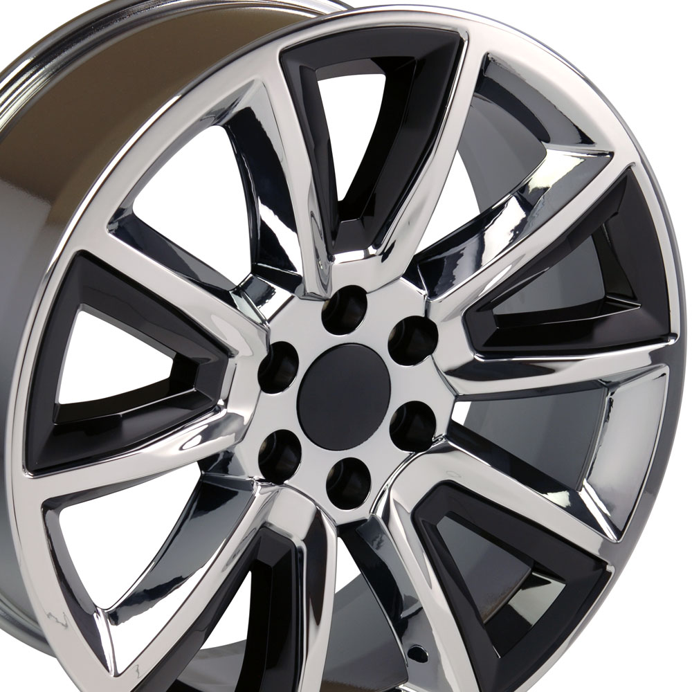 20" Replica Wheel fits Chevy Tahoe,  CV73 Black Insert Chrome 20x8.5