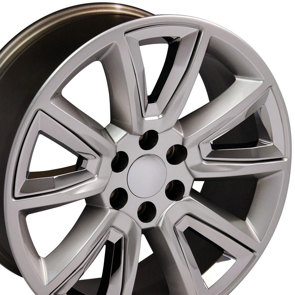 20" Replica Wheel fits Chevy Silverado,  CV73 Chrome Insert Hyper Black 20x8.5