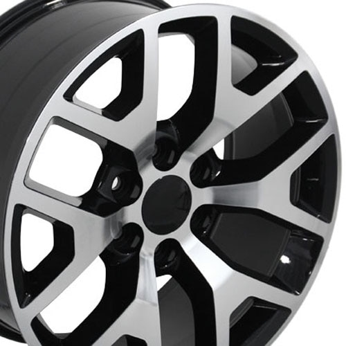22" Replica Wheel fits GMC Sierra,  CV92 Black Machined 22x9