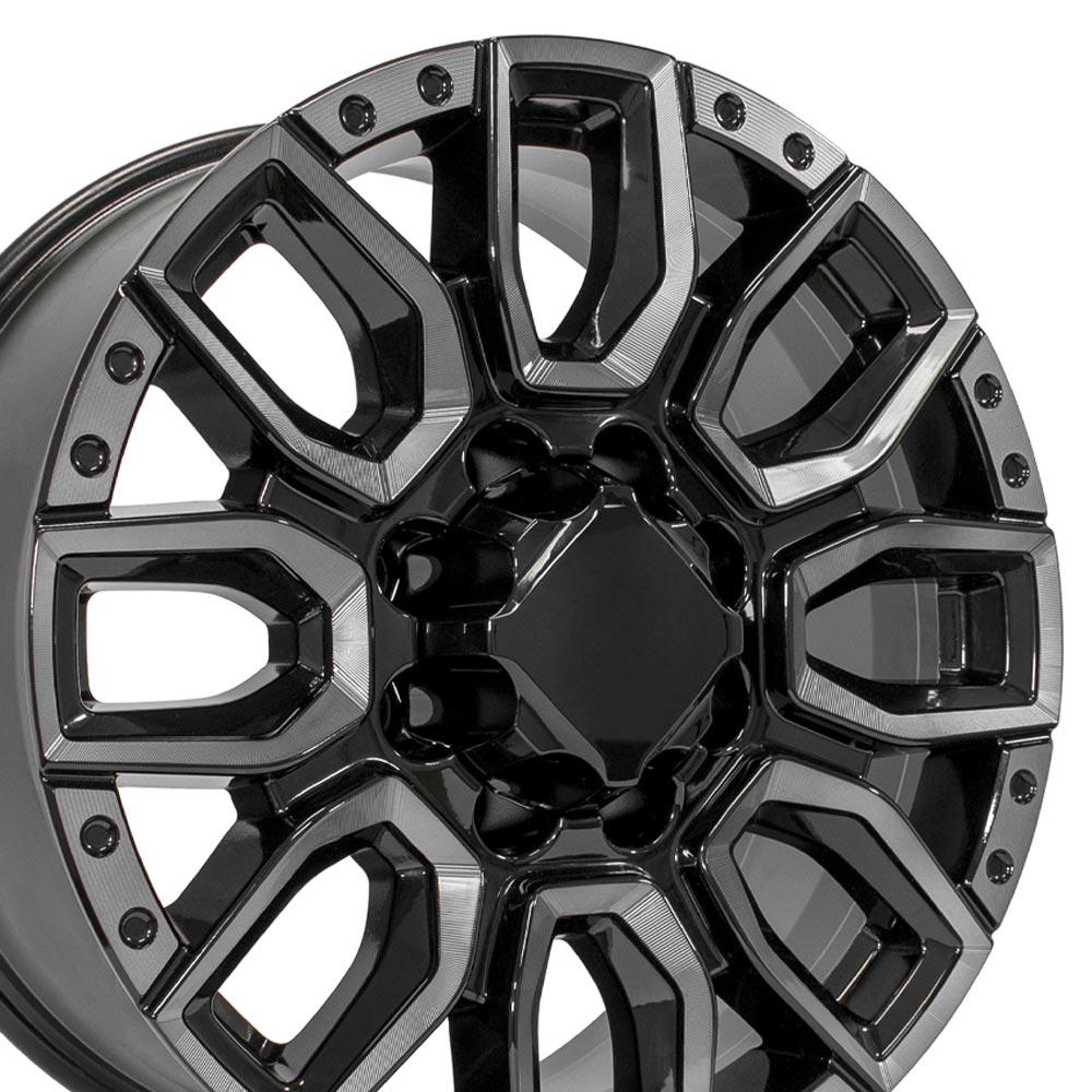 20" Replica CV97B fits GMC Sierra 2500/3500 20x8.5 Black Milled Edge with Tinted