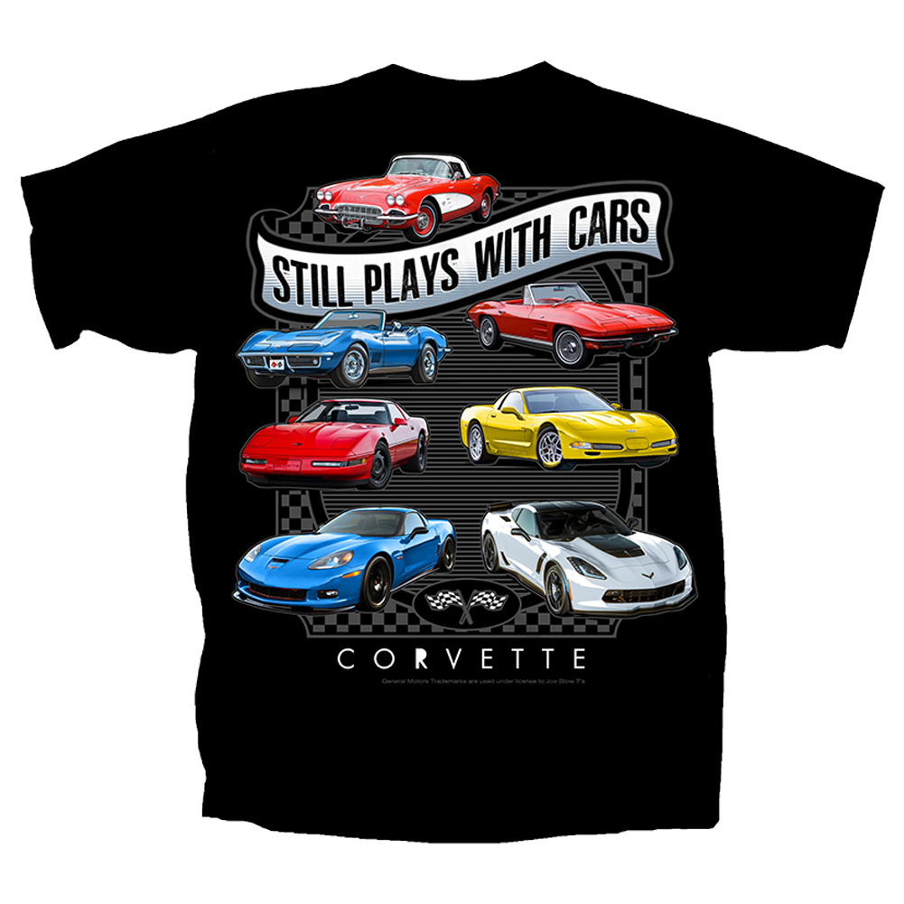 Corvette Still Plays With Cars Tee Shirt - Black