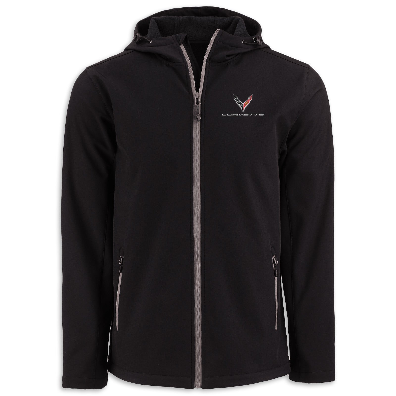 Corvette C8 Mens Soft Shell Hooded Jacket | Black/Pure Slate