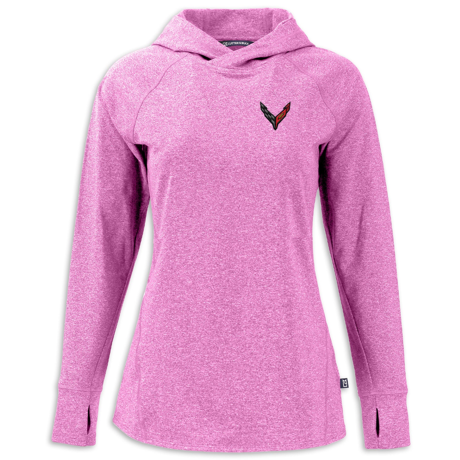 C8 Corvette Women's Hooded Pullover - Gelato Heather Moisture Wicking UPF 50+