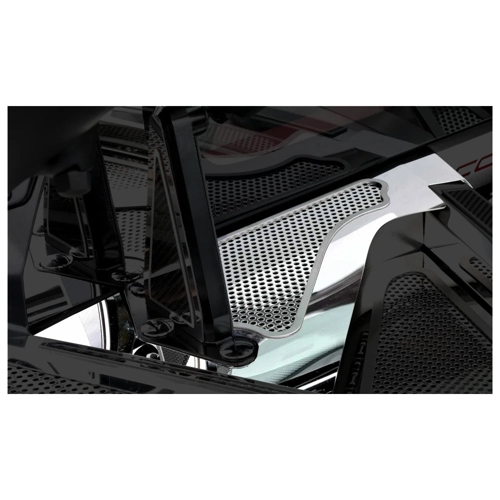 C8 Corvette - Rear Cowl Covers Carbon Fiber Inserts Stainless Steel