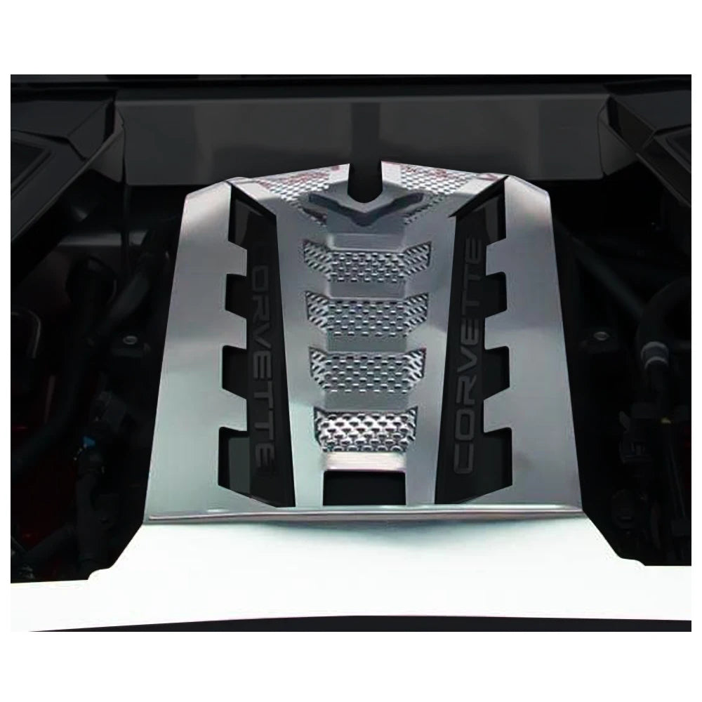 C8 Corvette Engine Shroud Kit with Perforated Inserts 6pc Stainless Steel