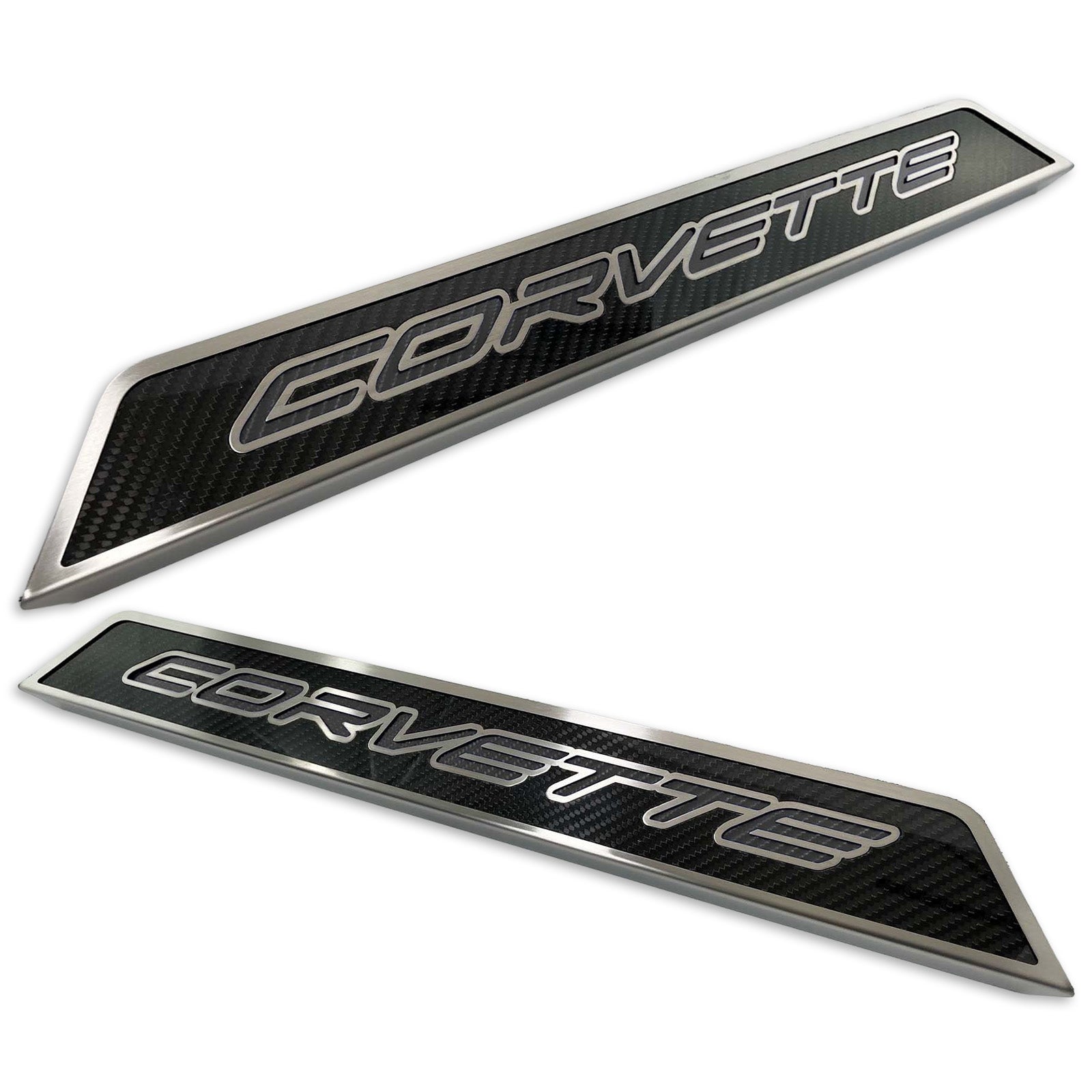 C8 Corvette "Corvette" Replacement Carbon Fiber Door Sills Stainless Steel