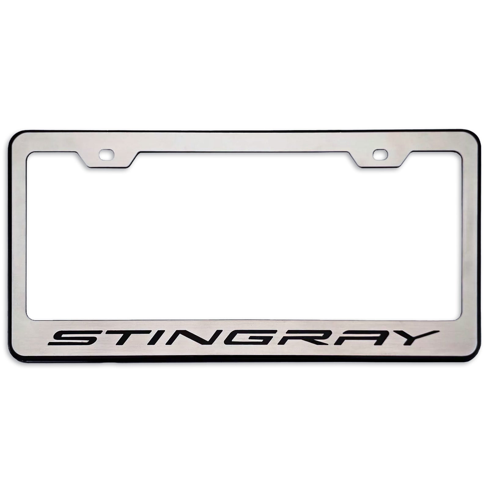 C8 Corvette Stingray License Plate Frame Black Stainless Steel
