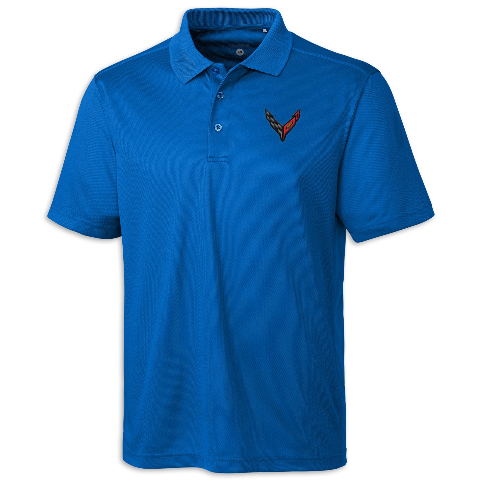 Corvette Crossed Flags Performance Polo - Royal Blue Moisture Wicking