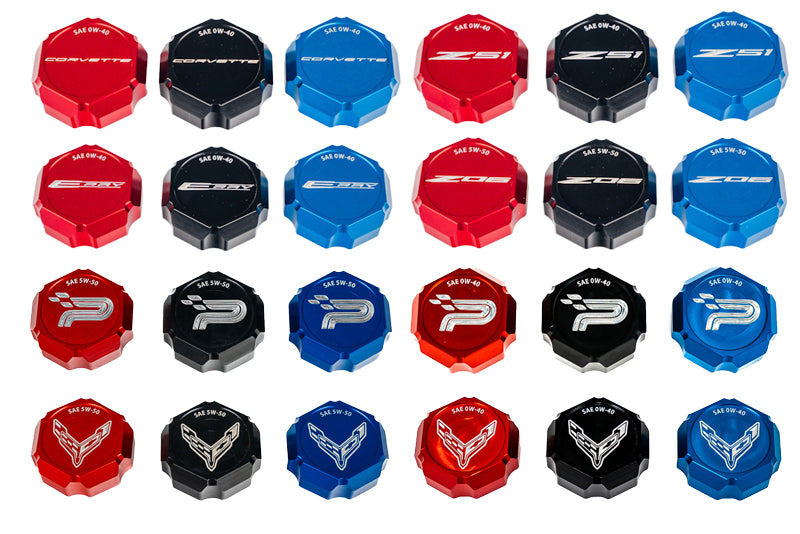 2020-27 C8 Corvette All Models Oil Cap Cover, Black, Blue or Red