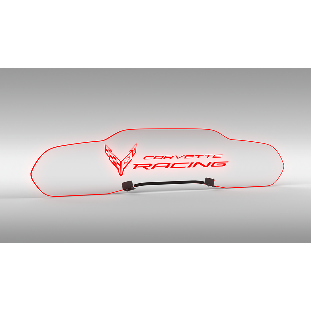 Corvette WindRestrictor Illuminated Glow Plate - Flags With Corvette Racing Coup