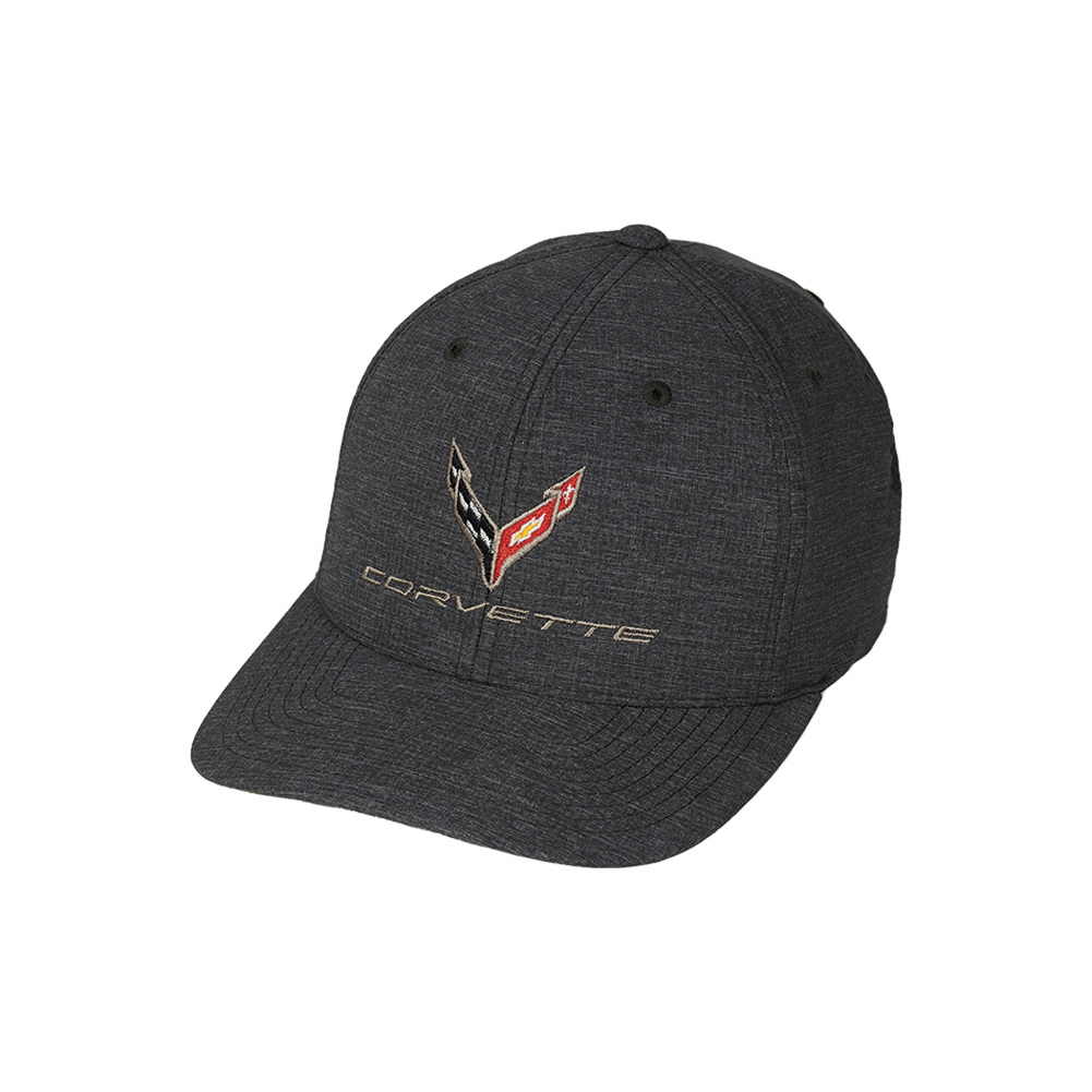 C8 Corvette Corvette Premium Heather Flexfit Cap, Heather Dark Grey