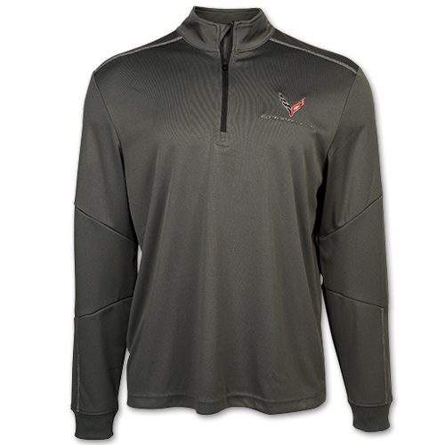 C8 2020-  Corvette, 1/4 ZIP PULLOVER Shirt, Charcoal