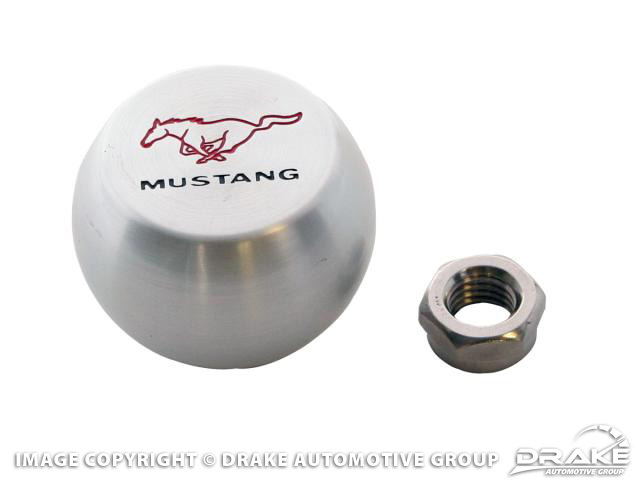 Drake Automotive Shifter Knob, 12 mm x 1.75 Thread, Aluminum, Clear Anodize, Mustang Logo, 5 Speed, Ford Mustang 2005-09, Kit
