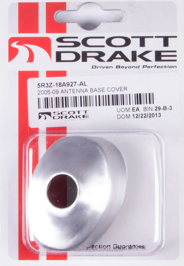 Drake Automotive Antenna Base Cover, Adhesive Backing, Aluminum, Satin, Ford Mustang 2005-09, Each