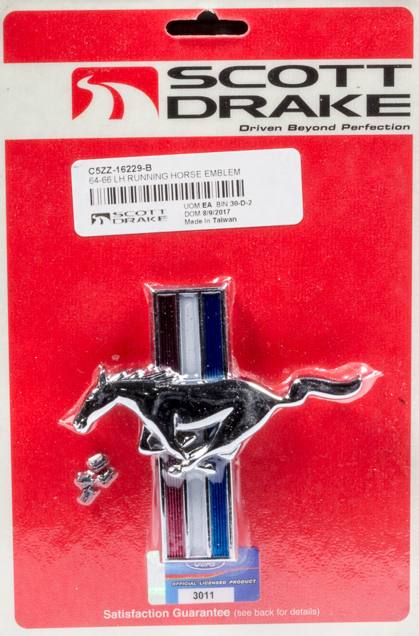 Drake Automotive Emblem, Fender, Tri Bar, Plastic, Ford Mustang, Each