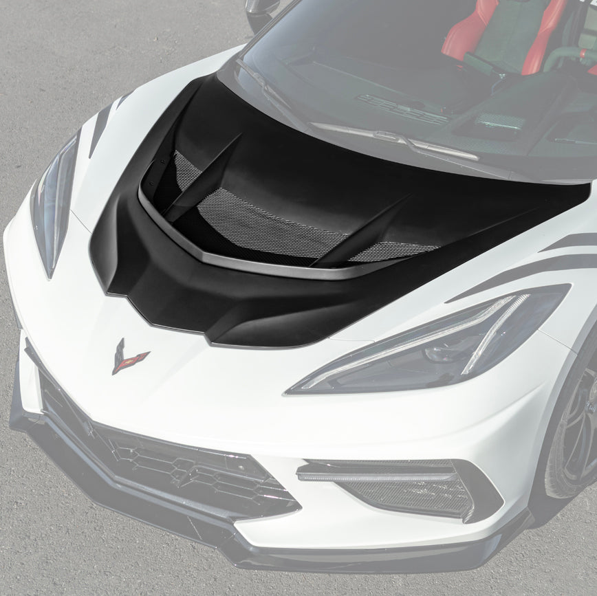 EOS C8 Corvette ZR1 MATTE BLACK Front Bumper Vented Extractor - Carbon Flash