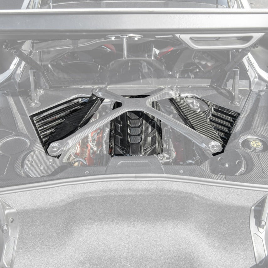 EOS C8 Corvette Coupe Engine Cover W/ Bay Panel Insert - Carbon Fiber