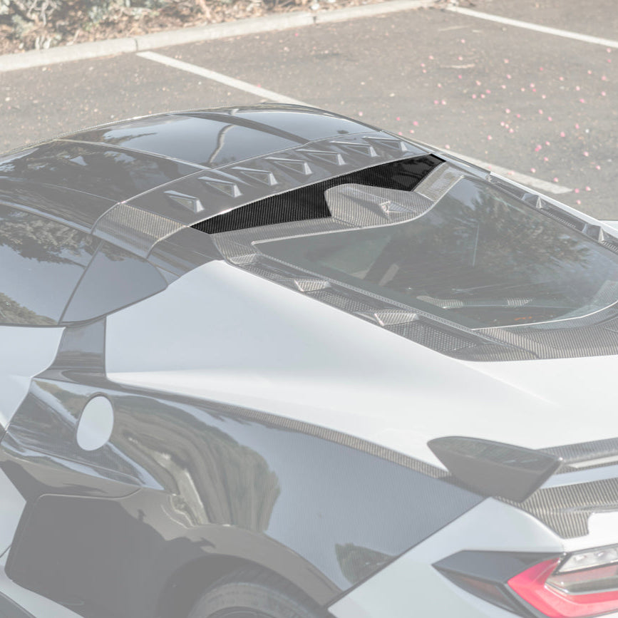 EOS 2020-Up C8 Corvette Dry Carbon Fiber Windshield Upper Molding Trim - Rear