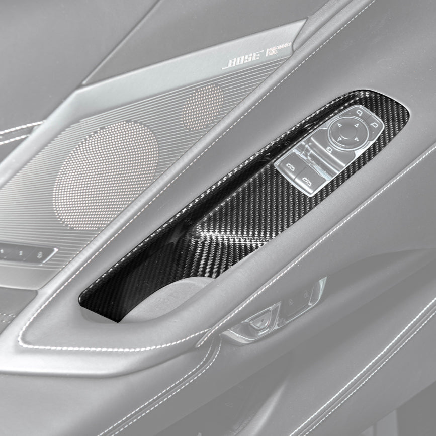 EOS C8 Corvette Coupe Dry Carbon Fiber Side Window Switch Control Panel Cover