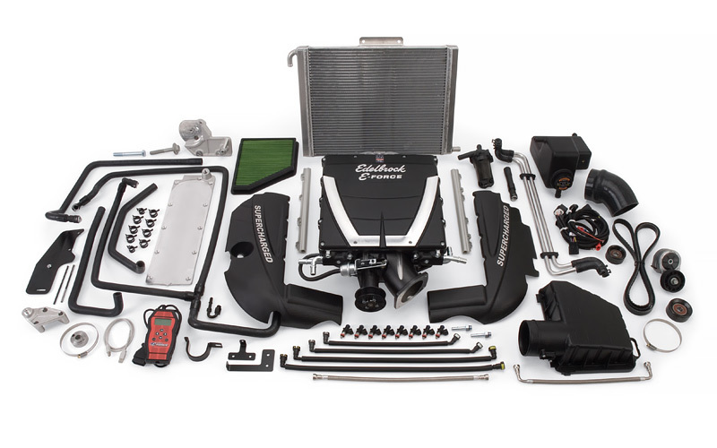 Edelbrok Supercharger System, E-Force, TVS, Programmer, Black Powder Coat, Automatic Transmission, GM LS-Series, Chevy