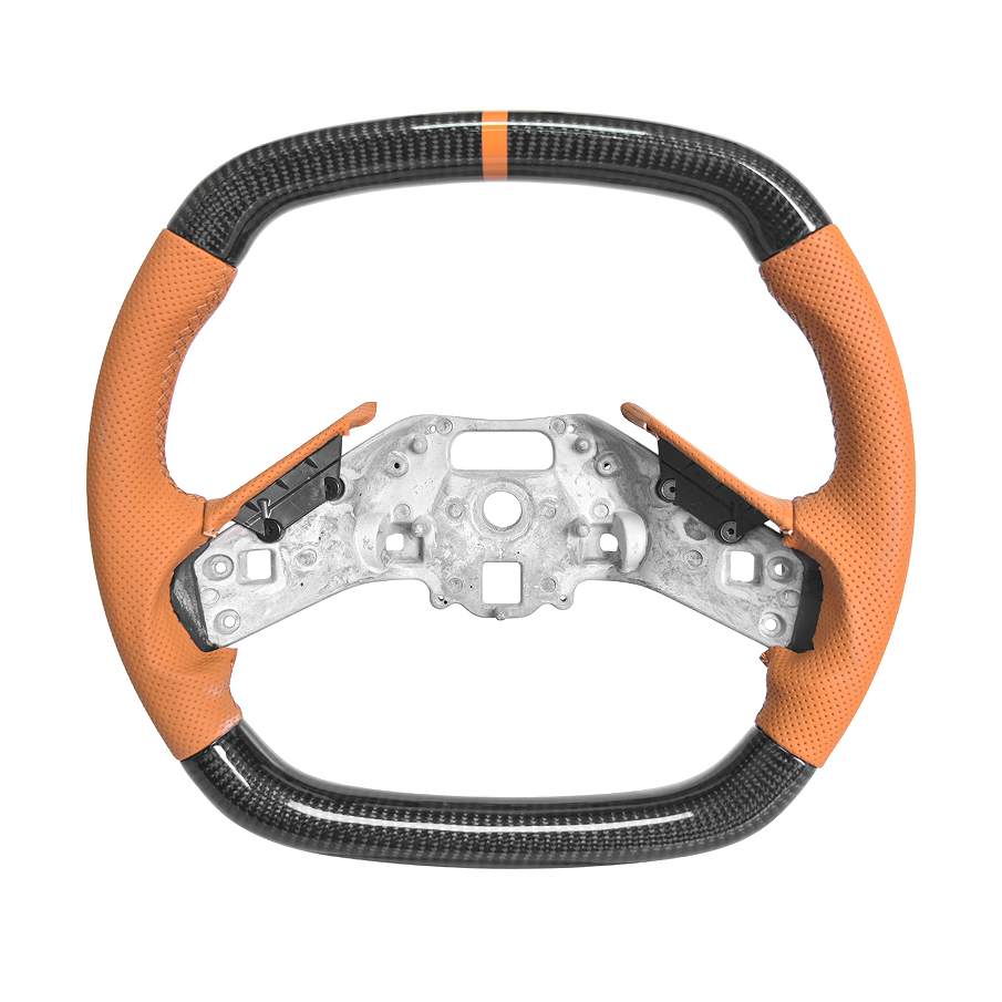 EOS C8 Corvette Carbon Fiber Steering Wheel Orange - W / O Button Cover
