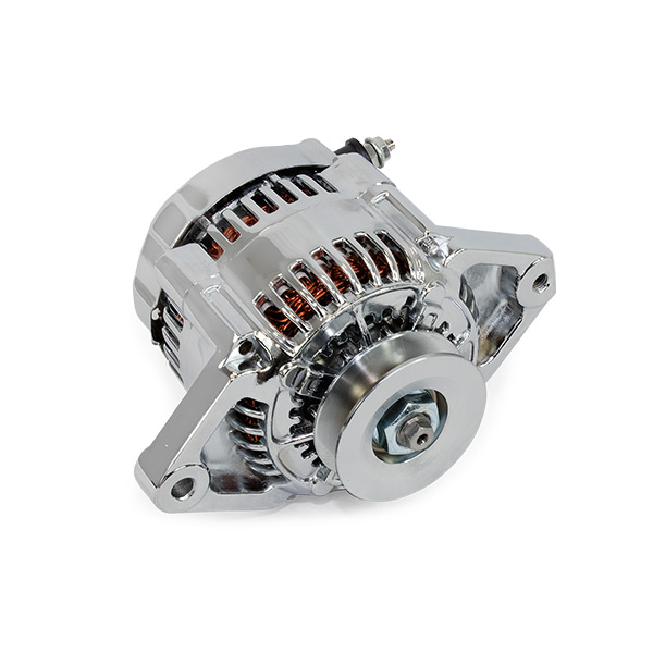 Chrome Denso Race Style 90 Amp Alternator with V-Belt Pulley