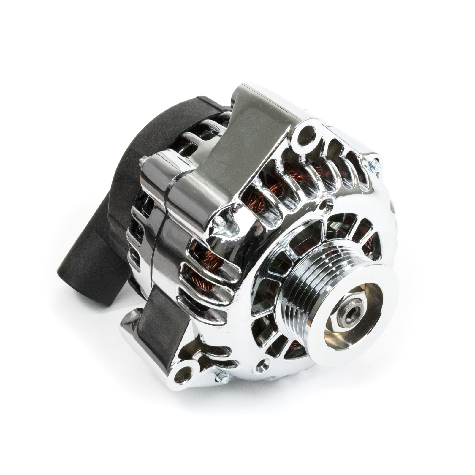 Chrome GM LS Car CS130D Style 180 Amp Alternator with Serpentine Pulley