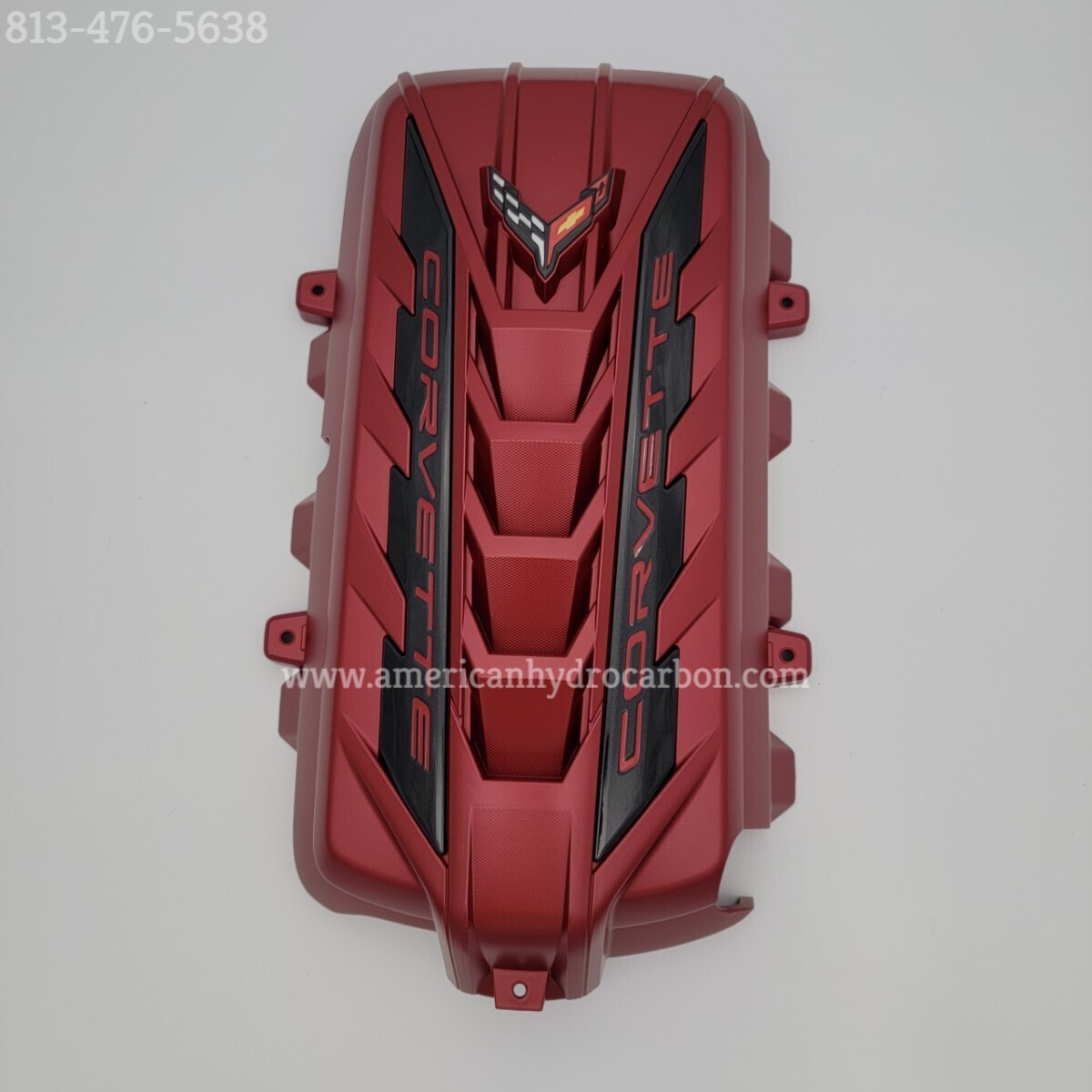 C8 Corvette Stingray LT2 Custom Painted Carbon Fiber Style Engine Cover, Edge Red