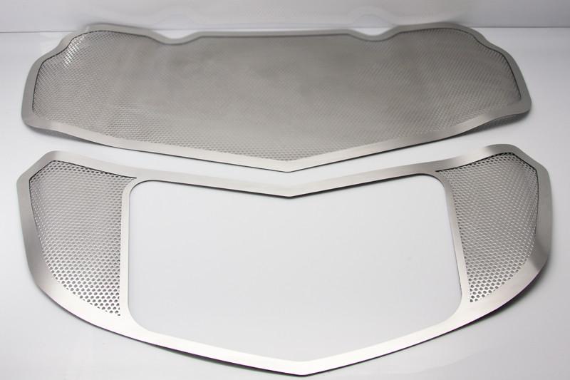2014-2019 C7/Z51 Stingray & Z06 Corvette - 2pc Perforated Stainless Steel Hood Panel Kit