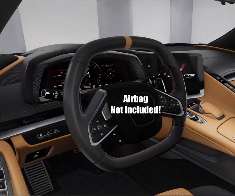 C8 Corvette Leather Steering Wheel, Natural Stitching & Stripe (Heated)