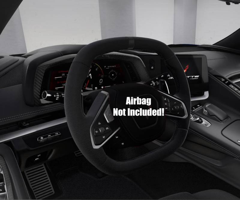 C8 Corvette Suede Steering Wheel, Black Stitching & Stripe (Heated)