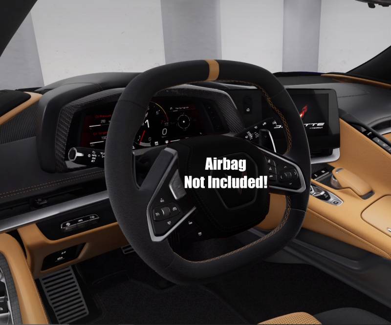 C8 Corvette Suede Steering Wheel, Natural Stitching & Stripe (Heated)