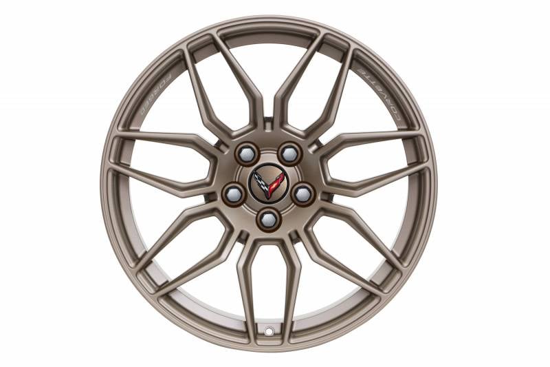 C8 Z06 Corvette 21x13-Inch Forged Aluminum Spider-Design Front Wheel in Tech Bronze