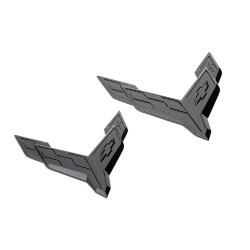 Corvette C8 Z06 Dark Stealth Crossed Flags Emblems in Carbon Flash Metallic (for Coupe Model)