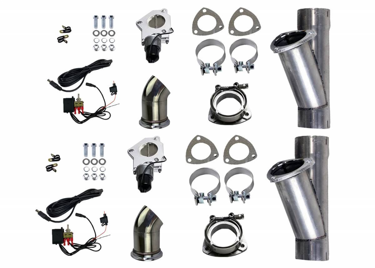 Granatelli Dual Elec Exhaust Cutout Kit 303540D - Mild Steel Slip-Fit - 303540D