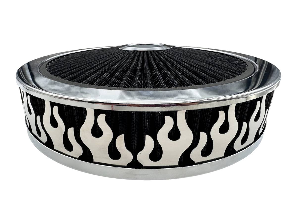Granatelli Beauty Bandz Black And Chrome Air Filter Assembly - Flames - 750031