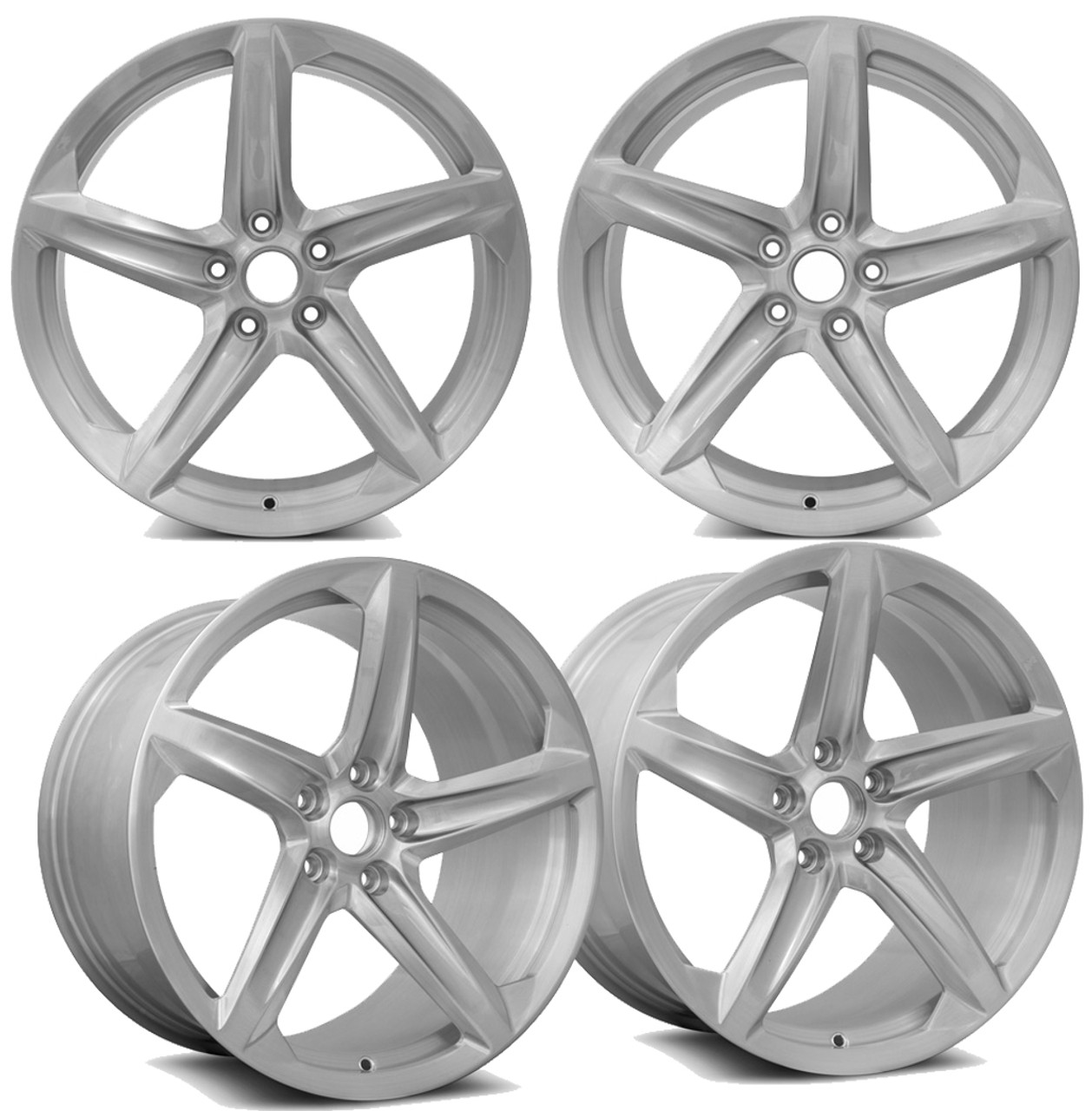 20-23+ C8 Corvette F023 19x8.5" & 20x11" Forged Wheels Front & Rear Brushed Clear